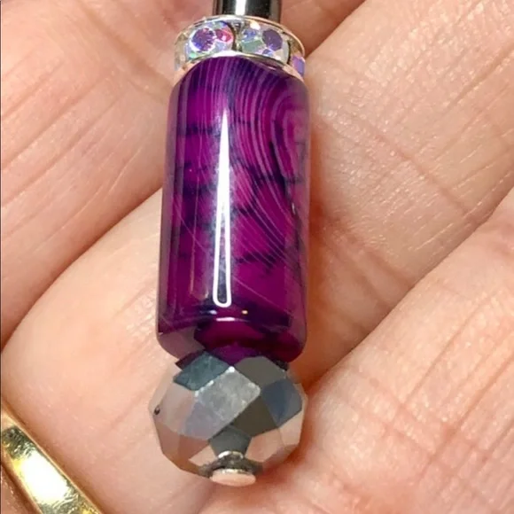 🐲Purple dragon vein agate earrings- handmade - Picture 6 of 6